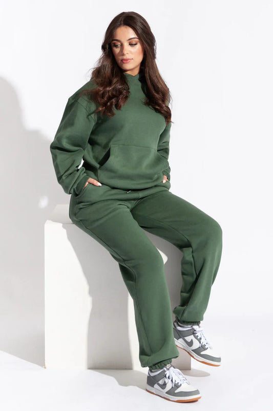 Khaki Hoodie And Joggers Co Ord Set-0