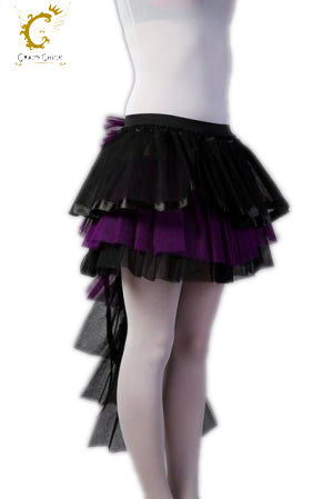 Crazy Chick Women Long Tail Black Purple Burlesque Ladies Tutu Skirt-0
